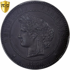 França, 10 Centimes, Cérès, 1871, Paris, Small A, Bronze, PCGS, AU58