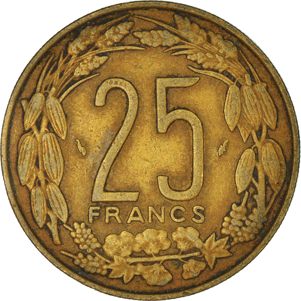 Coin, Central African States, 25 Francs, 1975