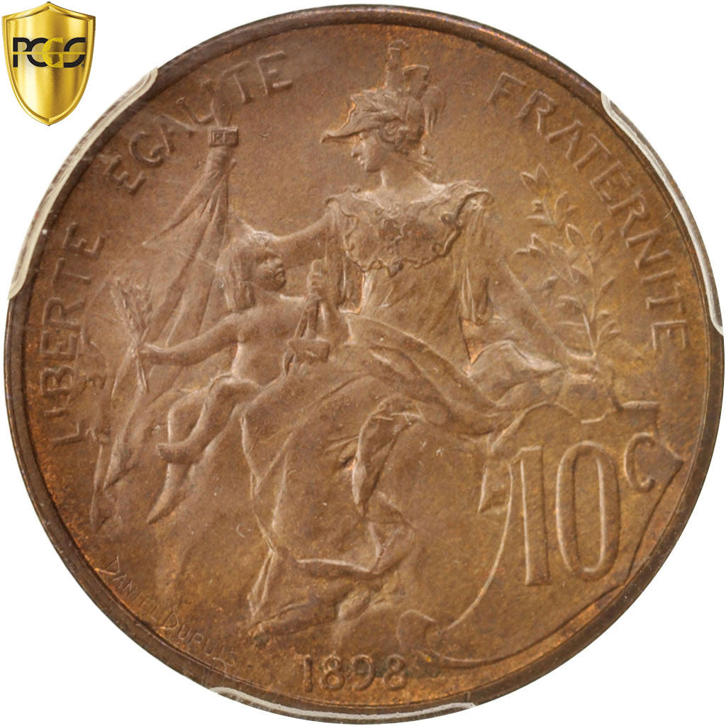 Münze, Frankreich, Dupuis, 10 Centimes, 1898, Paris, PCGS, MS63BN, UNZ, Bronze