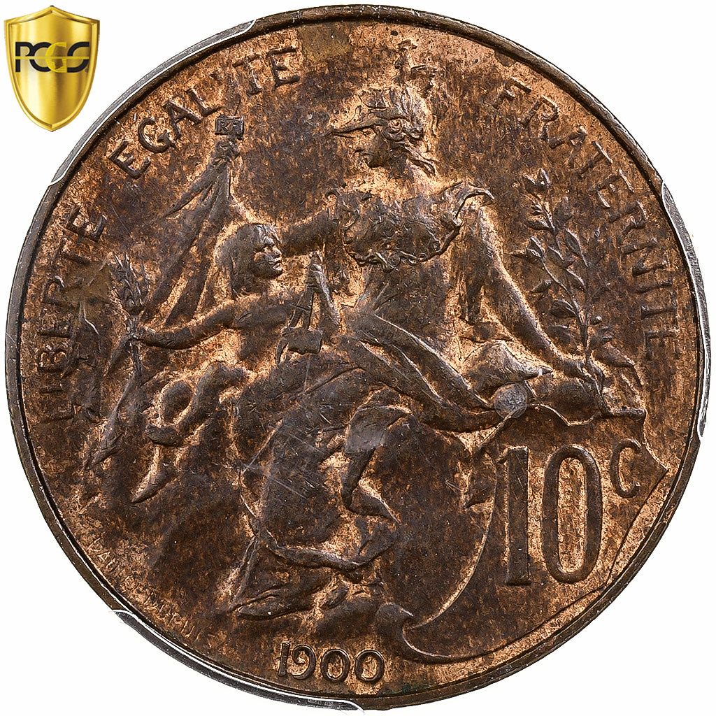Frankreich, 10 Centimes, Daniel-Dupuis, 1900, Paris, Bronze, PCGS, MS64BN