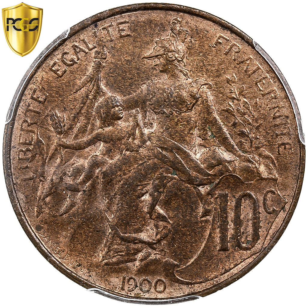 Frankreich, 10 Centimes, Daniel-Dupuis, 1900, Paris, Bronze, PCGS, MS64RB