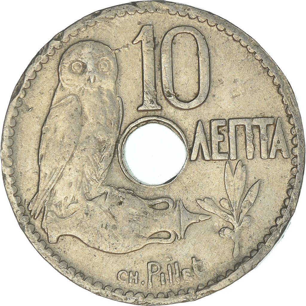 Moeda, Grécia, 10 Lepta, 1912