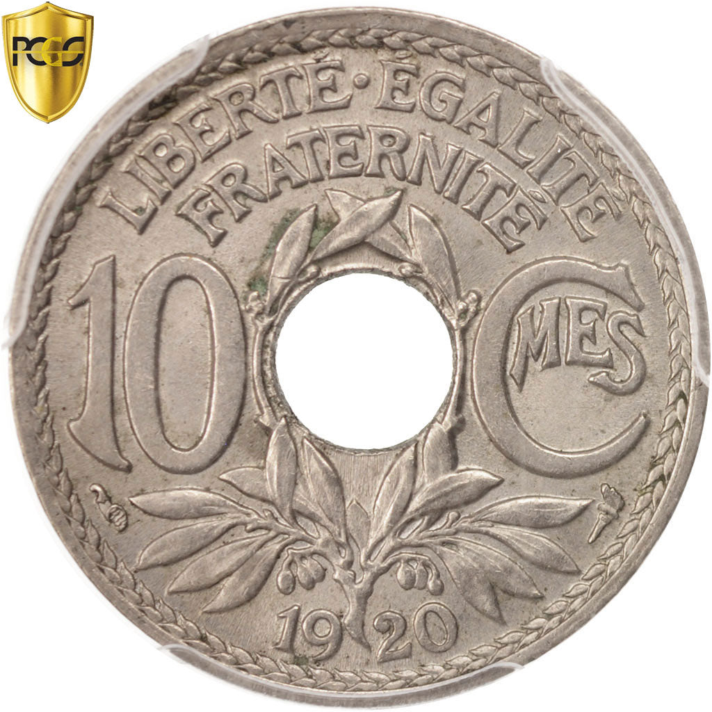 Monnaie, France, Lindauer, 10 Centimes, 1920, Paris, PCGS, MS64, SPL+