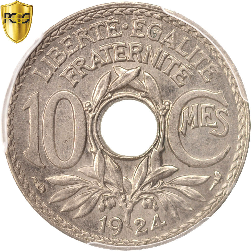 Coin, France, Lindauer, 10 Centimes, 1924, Paris, PCGS, MS63, MS(63)
