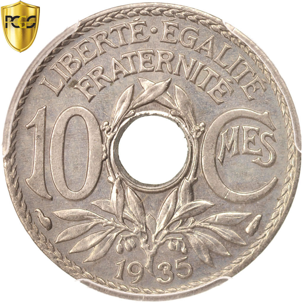 Munten, Frankrijk, Lindauer, 10 Centimes, 1935, Paris, PCGS, MS65, FDC