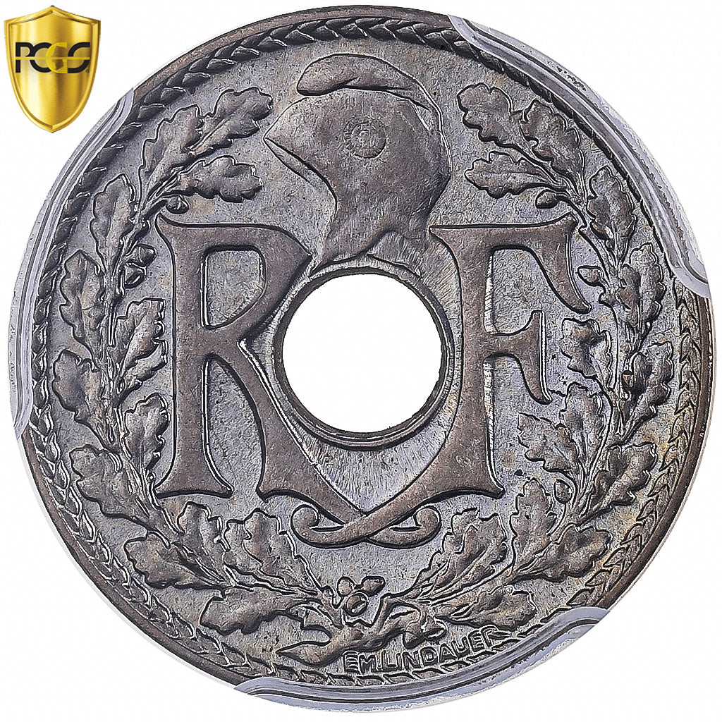 Frankrijk, 10 Centimes, Lindauer, 1935, Paris, Cupro-nikkel, PCGS, MS65