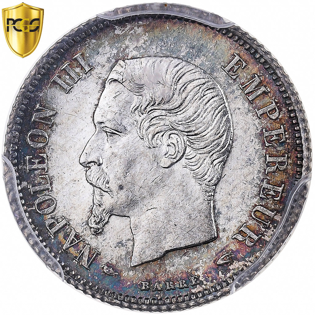 France, Napoleon III, 20 Centimes, 1853, Paris, Silver, PCGS, MS64, Gadoury:305