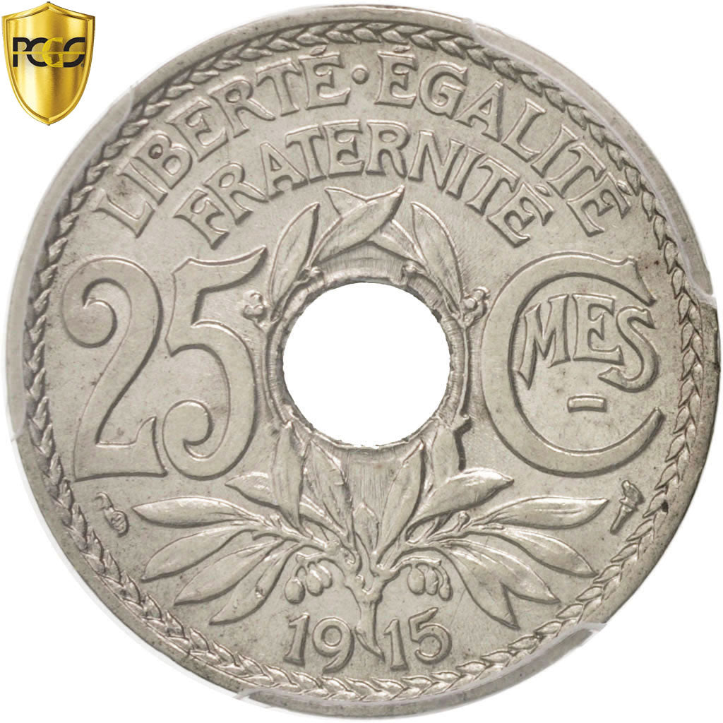 Coin, France, Lindauer, 25 Centimes, 1915, Paris, PCGS, MS64, MS(64), Nickel