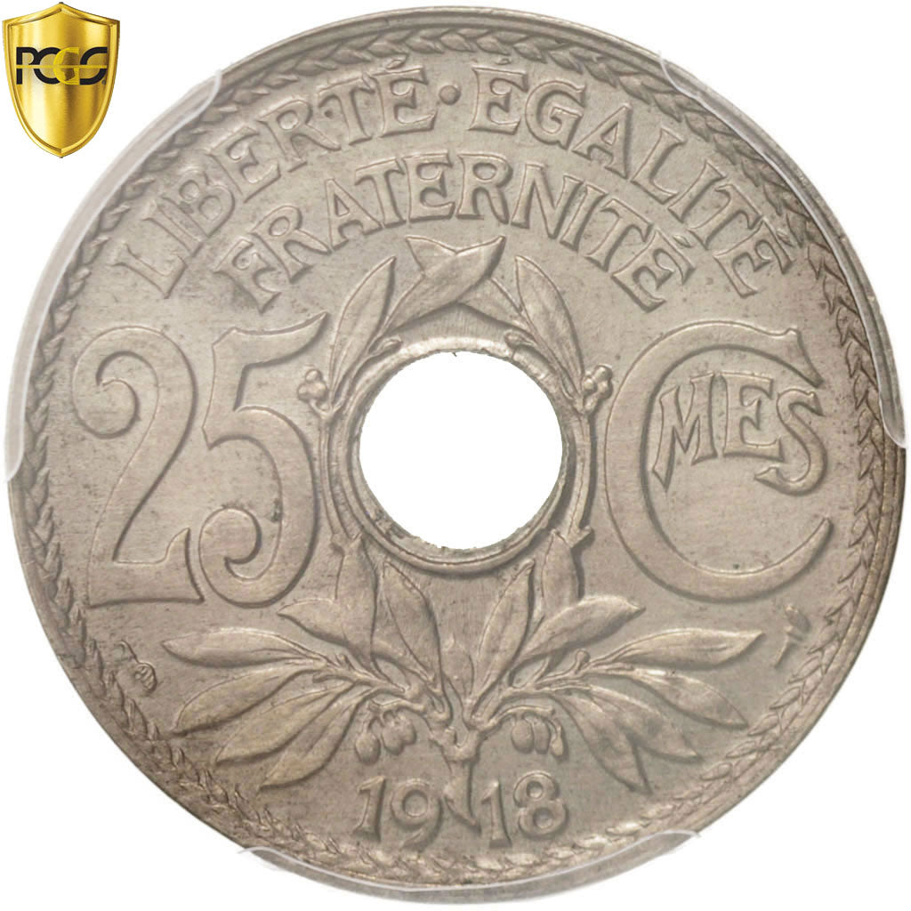 Coin, France, Lindauer, 25 Centimes, 1918, Paris, PCGS, MS64+, MS(64)