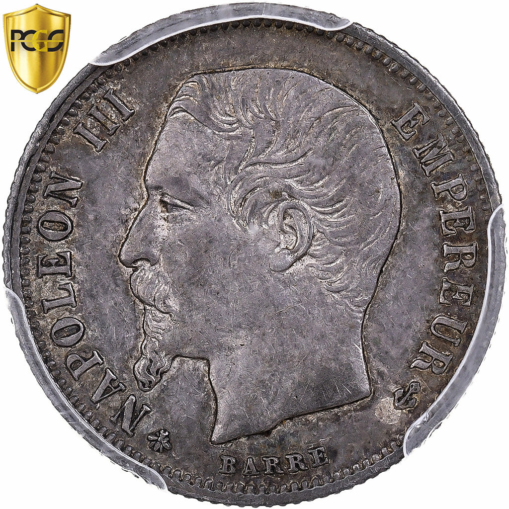 França, Napoleon III, 50 Centimes, 1862, Paris, Prata, PCGS, AU58, Gadoury:414
