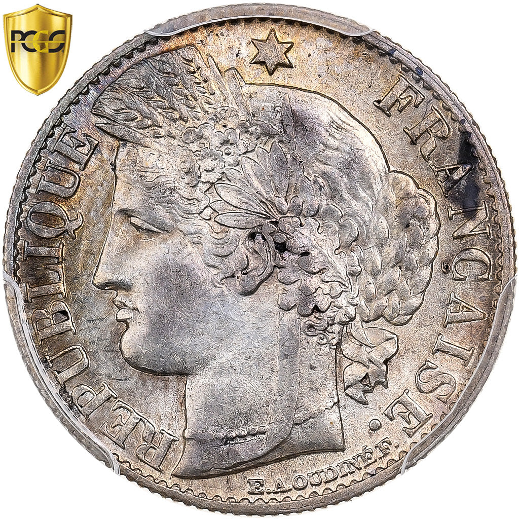 France, 50 Centimes, Cérès, 1886, Paris, Silver, PCGS, AU58, Gadoury:419a