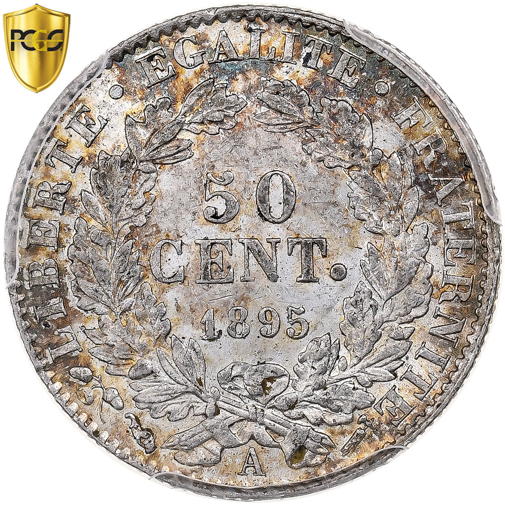 Frankreich, 50 Centimes, Cérès, 1895, Paris, Silber, PCGS, MS61, Gadoury:419a