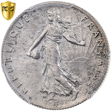 França, 50 Centimes, Semeuse, 1897, Paris, Prata, PCGS, AU Details