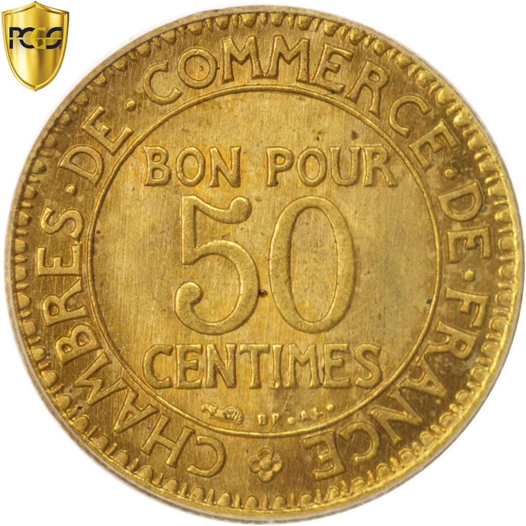 Munten, Frankrijk, Chambre de commerce, 50 Centimes, 1921, Paris, PCGS, MS64