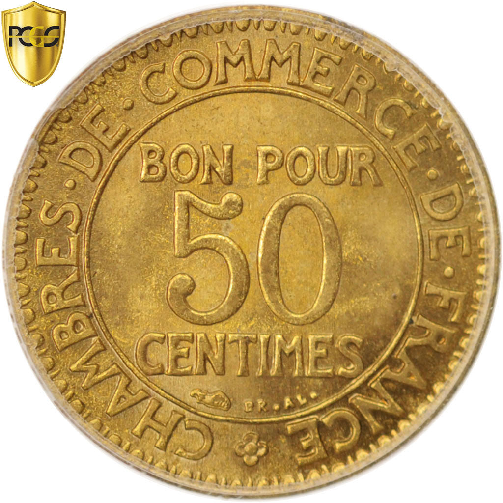 Monnaie, France, Chambre de commerce, 50 Centimes, 1923, Paris, PCGS, MS65, FDC