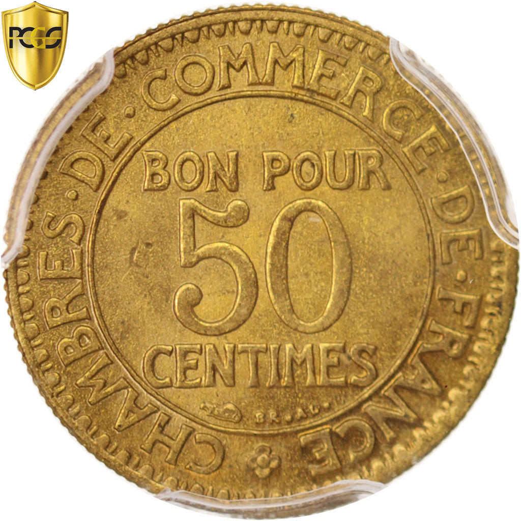 Coin, France, Chambre de commerce, 50 Centimes, 1923, Paris, PCGS, MS66