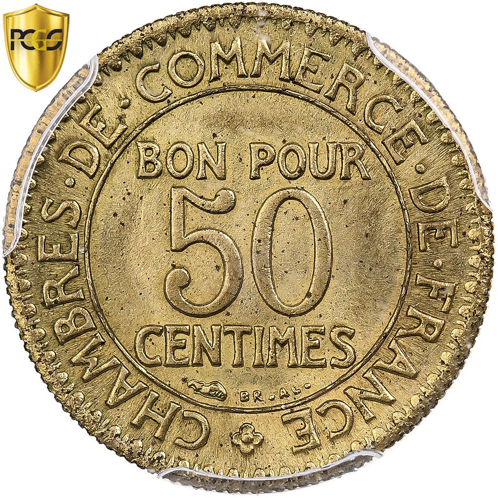 France, 50 Centimes, Chambre de commerce, 1926, Paris, Cupro-Aluminium, PCGS