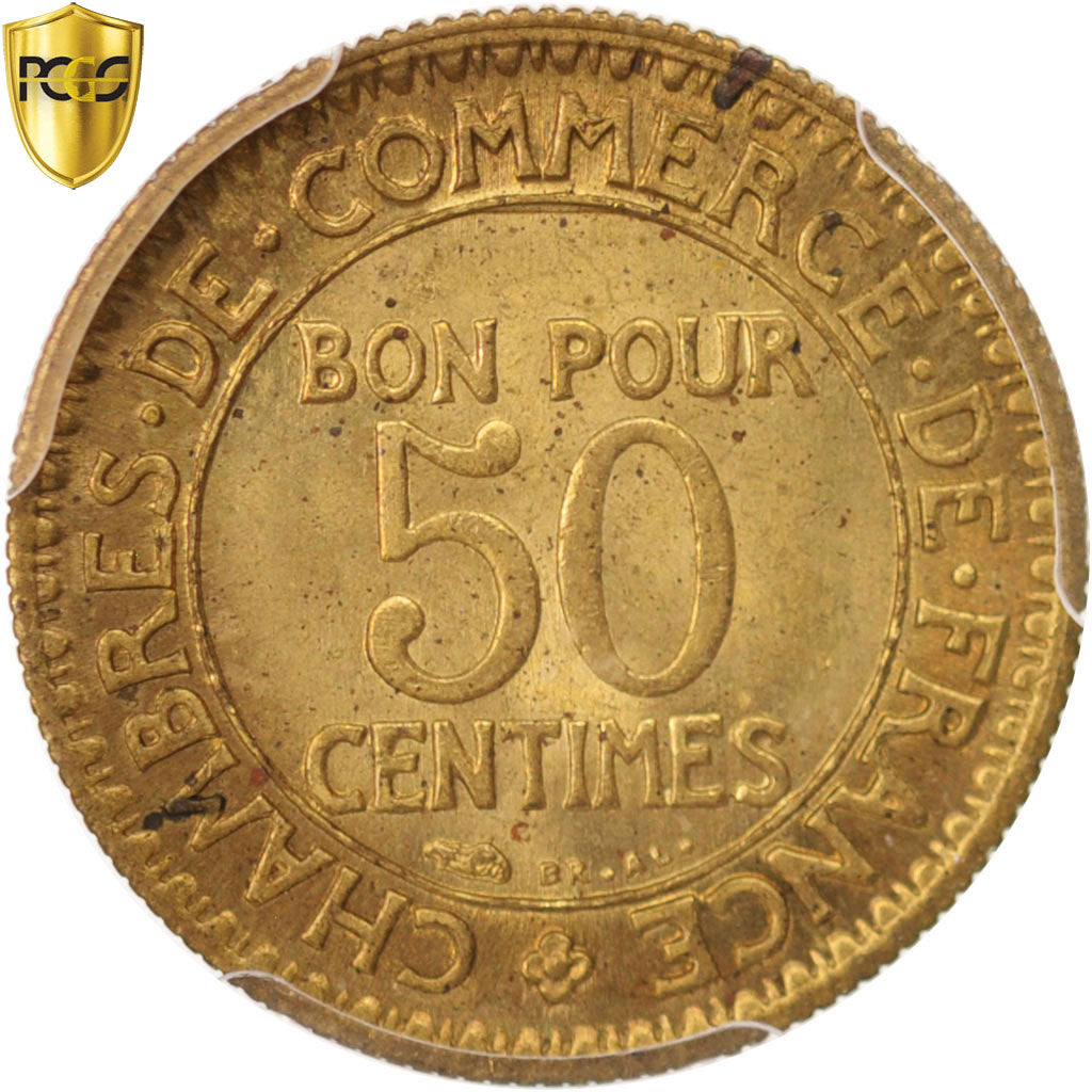 Coin, France, Chambre de commerce, 50 Centimes, 1927, Paris, PCGS, MS64, MS(64)