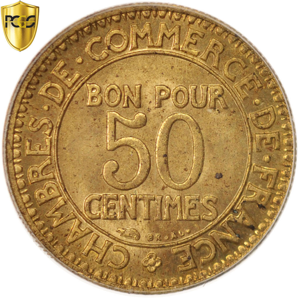 Monnaie, France, Chambre de commerce, 50 Centimes, 1928, Paris, PCGS, MS64