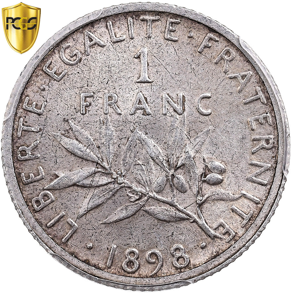 France, Franc, Semeuse, 1898, Paris, Silver, PCGS, MS62, Gadoury:467