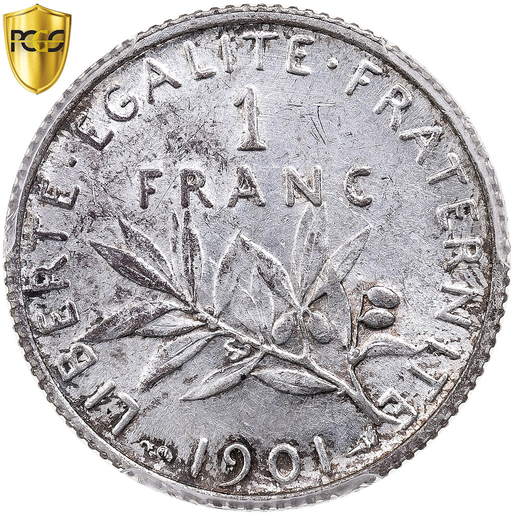 France, Franc, Semeuse, 1901, Paris, Silver, PCGS, MS61, Gadoury:467