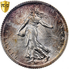 France, 1 Franc, Semeuse, 1909, Paris, Silver, PCGS, MS62, Gadoury:467, KM:844.1