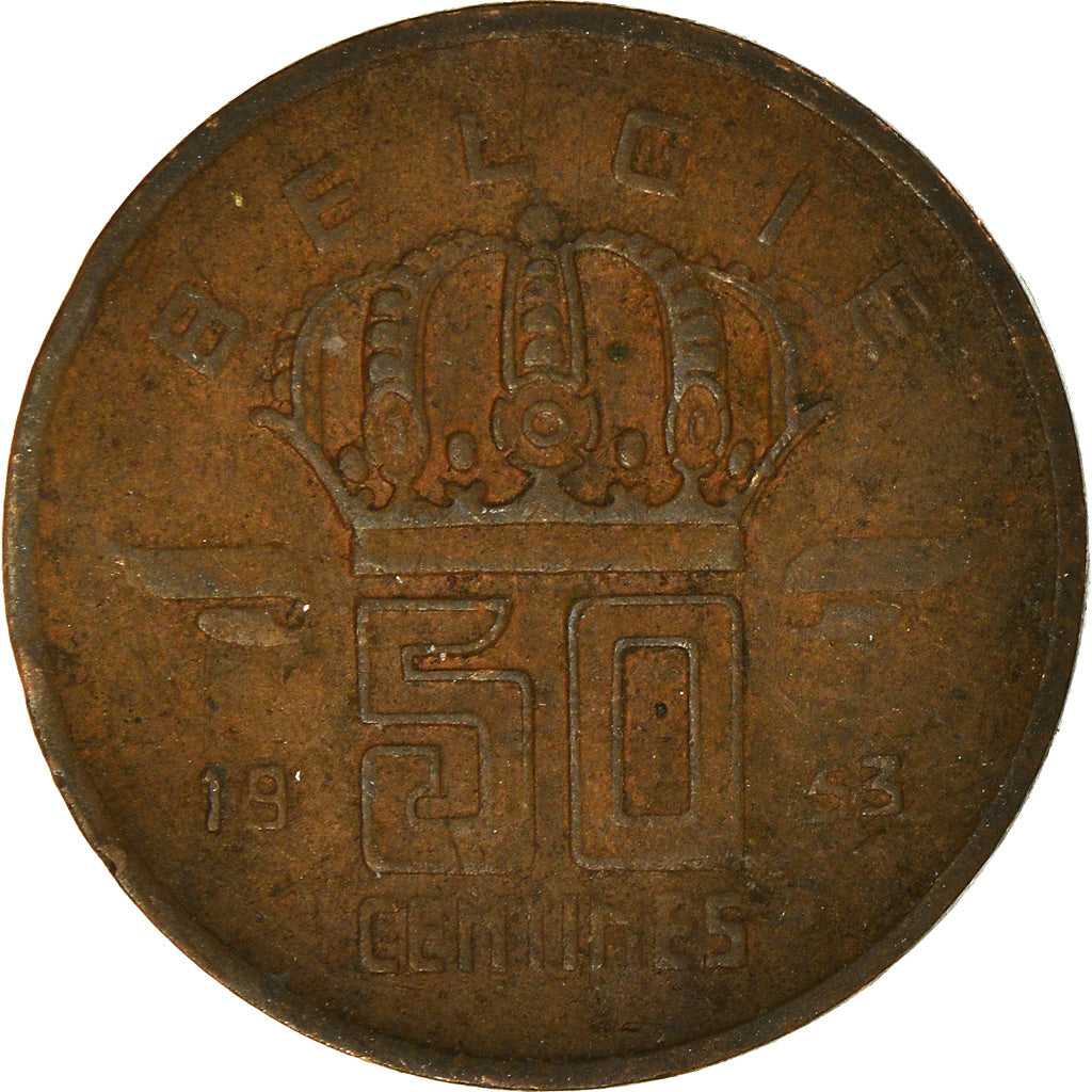 Moeda, Bélgica, 50 Centimes, 1953
