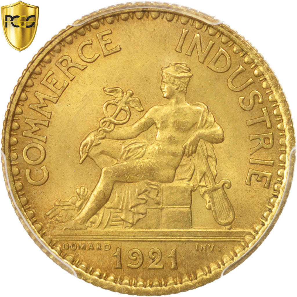 France, 1 Franc, Chambre de commerce, 1921, Paris, Aluminum-Bronze, PCGS, MS65