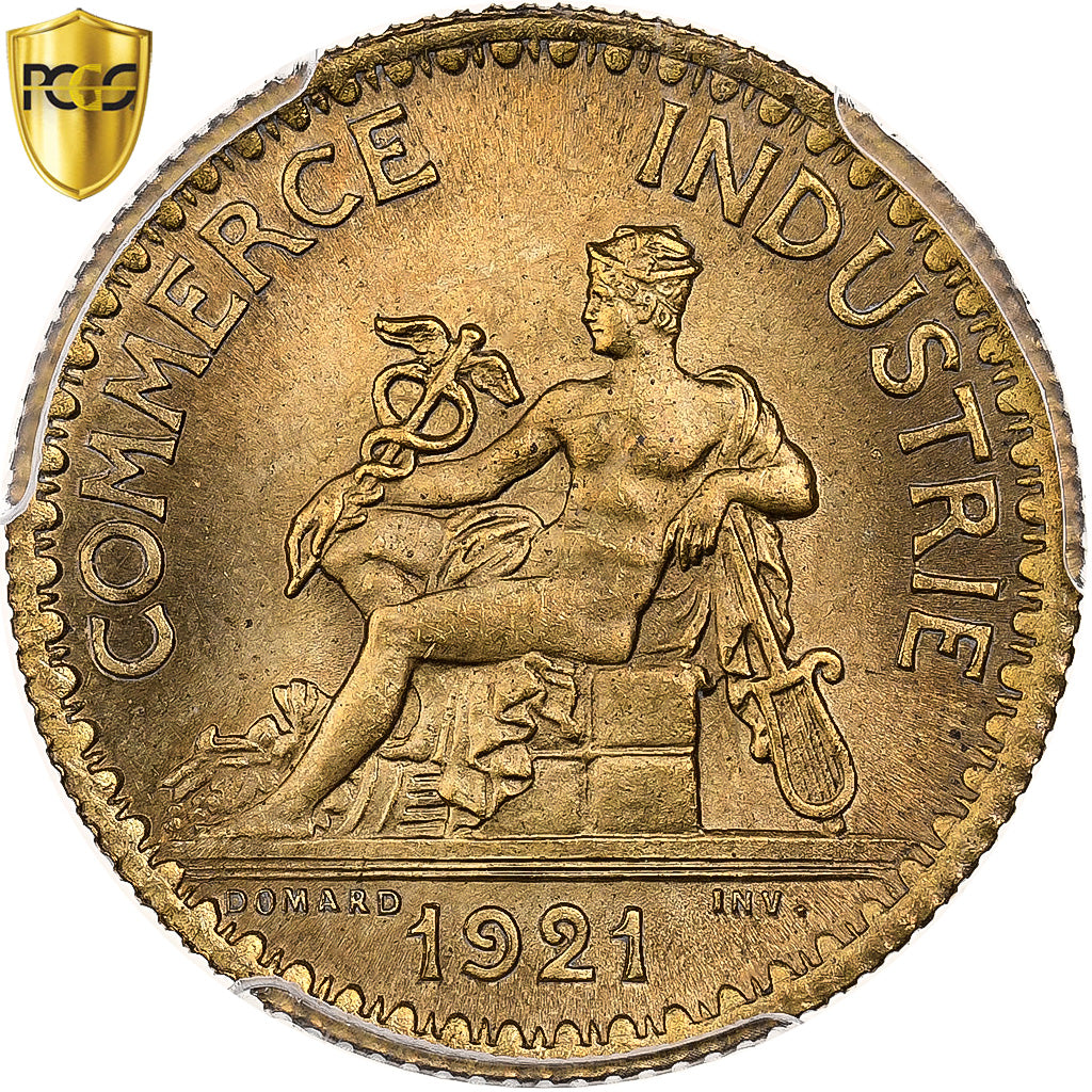 France, 1 Franc, Chambre de commerce, 1921, Paris, Cupro-Aluminium, PCGS, MS65