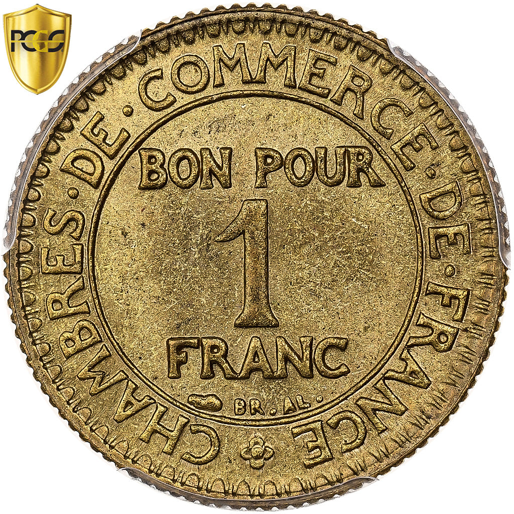 France, 1 Franc, Chambre de commerce, 1923, Paris, Cupro-Aluminium, PCGS, MS65