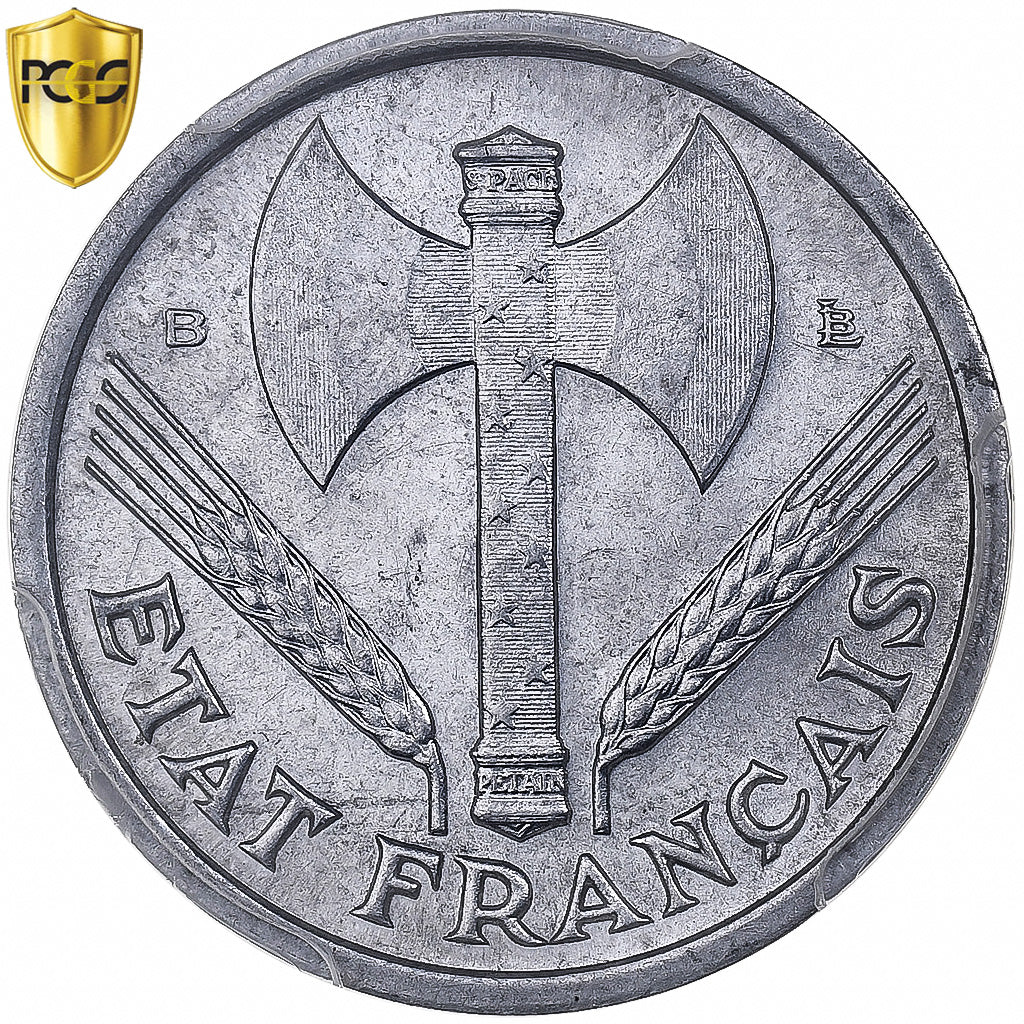 French State, Franc, Bazor, 1944, Beaumont-Le-Roger, Aluminum, PCGS, MS63