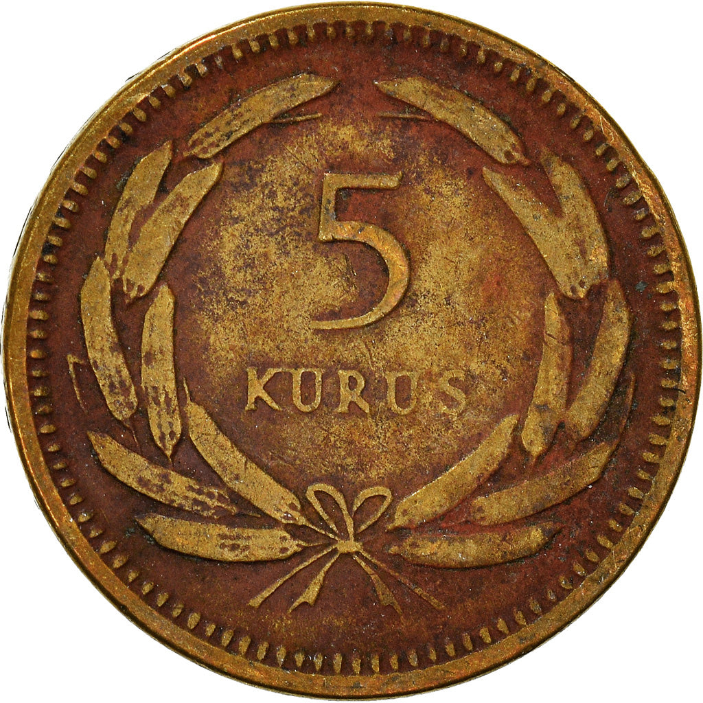 Moneda, Turquía, 5 Kurus, 1950