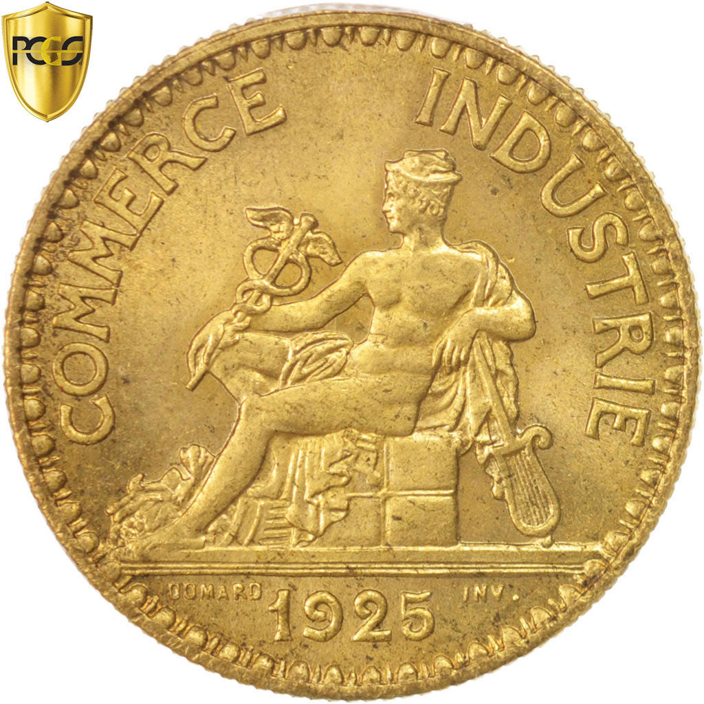 Monnaie, France, Chambre de commerce, 2 Francs, 1925, Paris, PCGS, MS64, SPL+