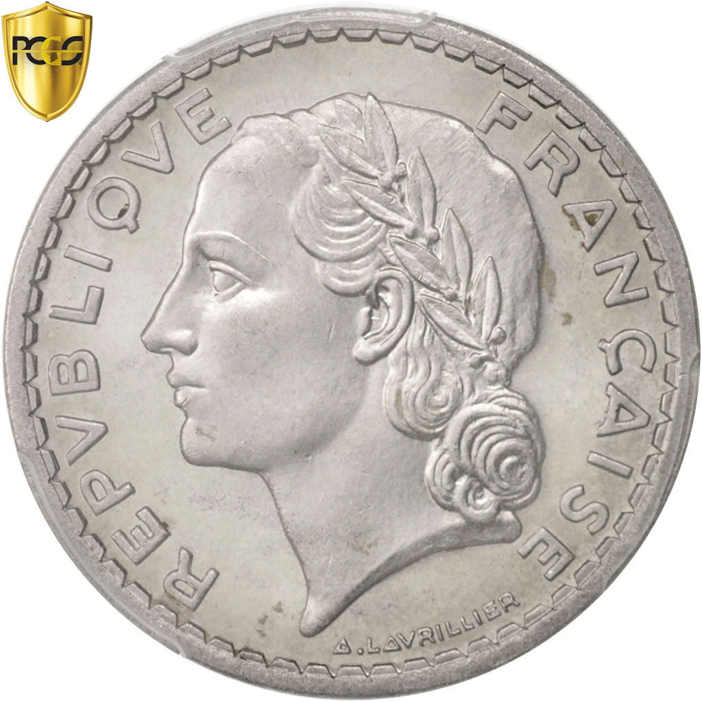 Coin, France, Lavrillier, 5 Francs, 1946, Beaumont le Roger, PCGS, MS64, MS(64)