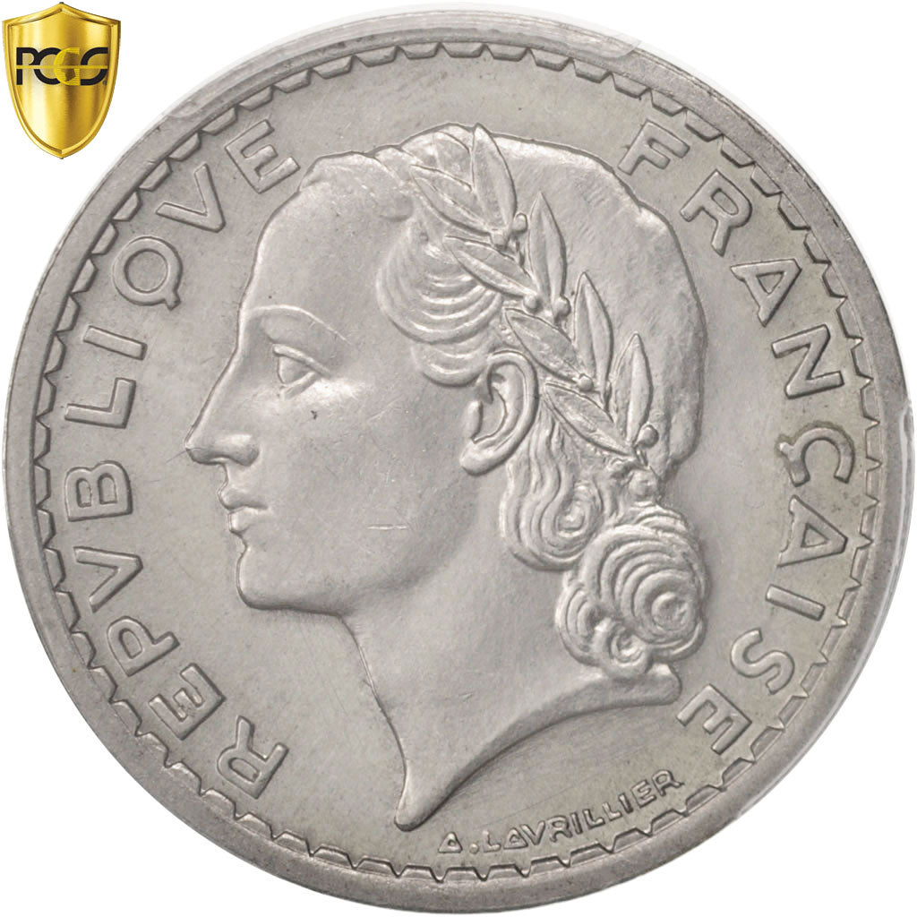 Coin, France, Lavrillier, 5 Francs, 1946, Beaumont le Roger, PCGS, MS64, MS(64)
