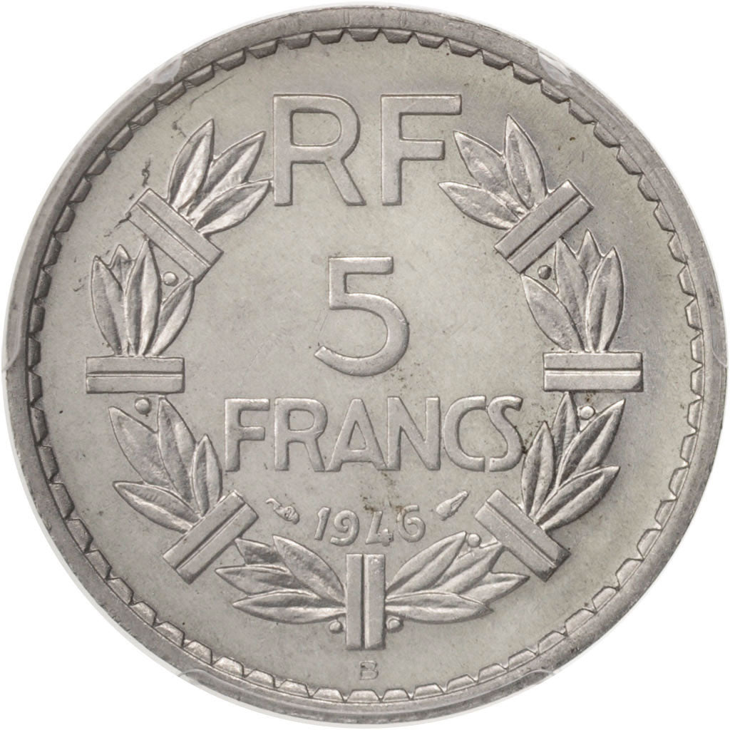 Coin, France, Lavrillier, 5 Francs, 1946, Beaumont le Roger, PCGS, MS64, MS(64)