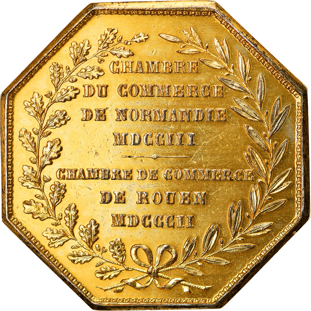 France, Token, Chambre de Commerce de Rouen, 1802, Lecomte, AU(50-53), Vermeil
