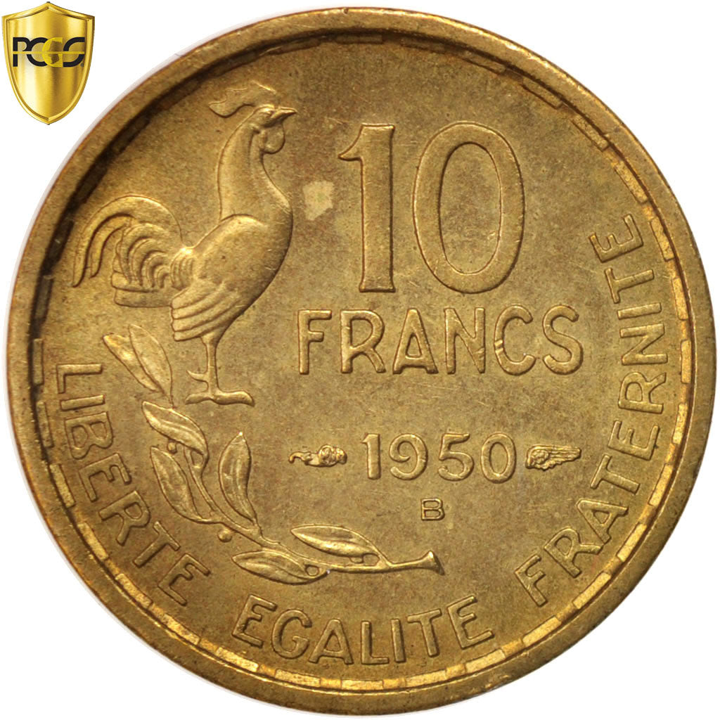 Coin, France, Guiraud, 10 Francs, 1950, Beaumont le Roger, PCGS, MS63, MS(63)