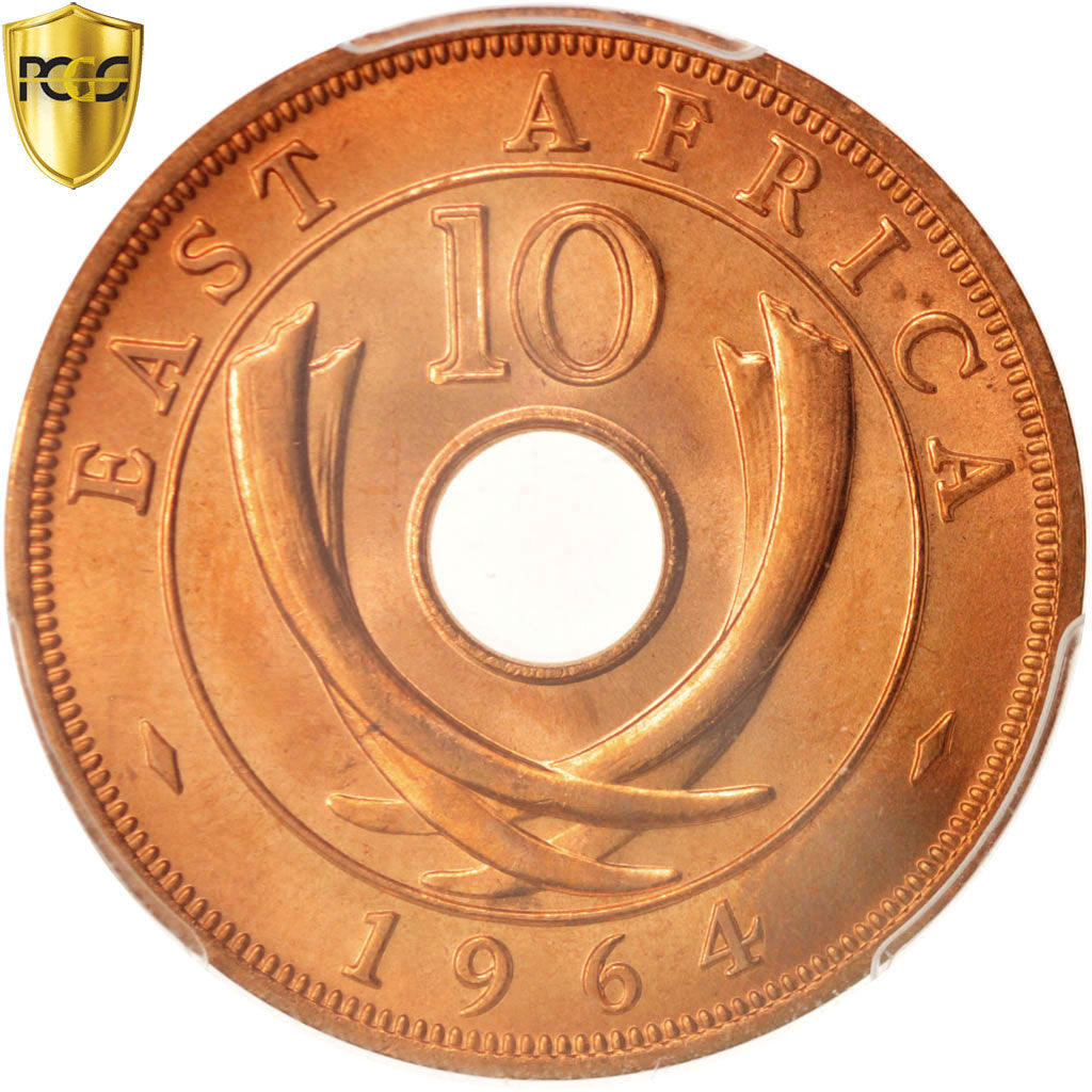 Coin, EAST AFRICA, 10 Cents, 1964, Heaton, PCGS, MS66RD, MS(65-70), Bronze