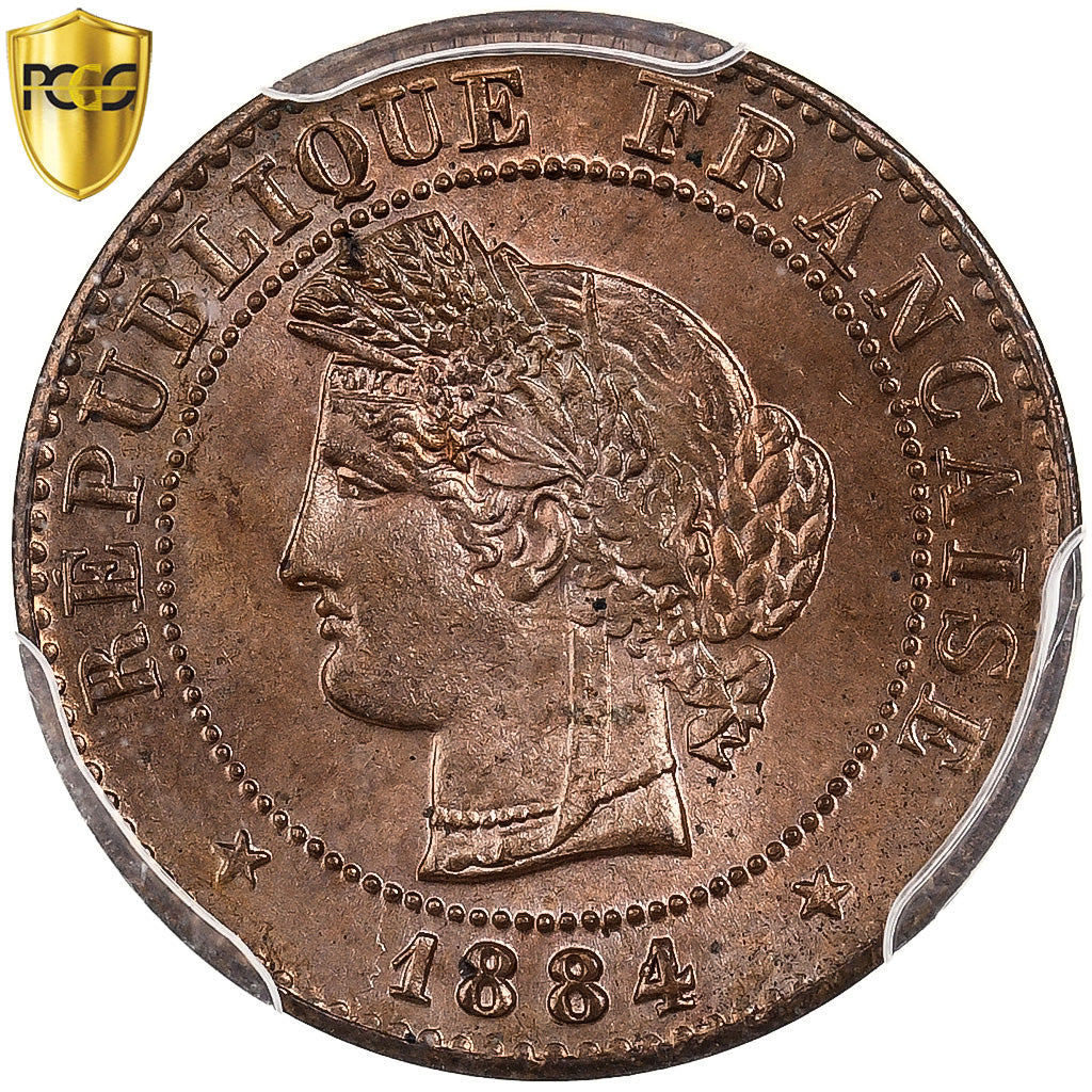 France, 1 Centime, Cérès, 1884, Paris, Bronze, PCGS, MS66RD, Gadoury:88