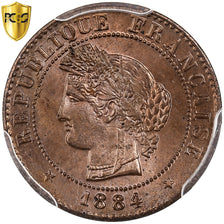 France, 1 Centime, Cérès, 1884, Paris, Bronze, PCGS, MS66RD, Gadoury:88