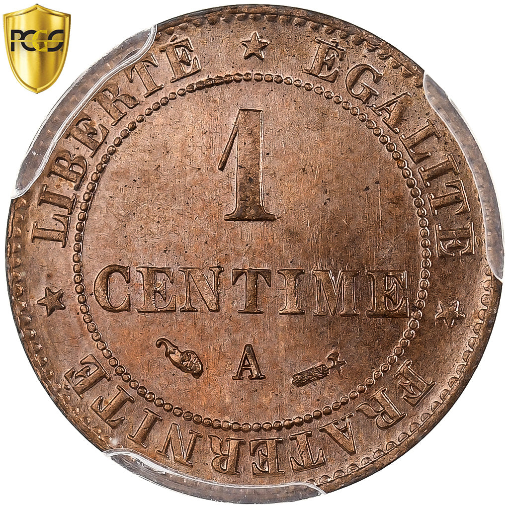 France, 1 Centime, Cérès, 1884, Paris, Bronze, PCGS, MS66RD, Gadoury:88
