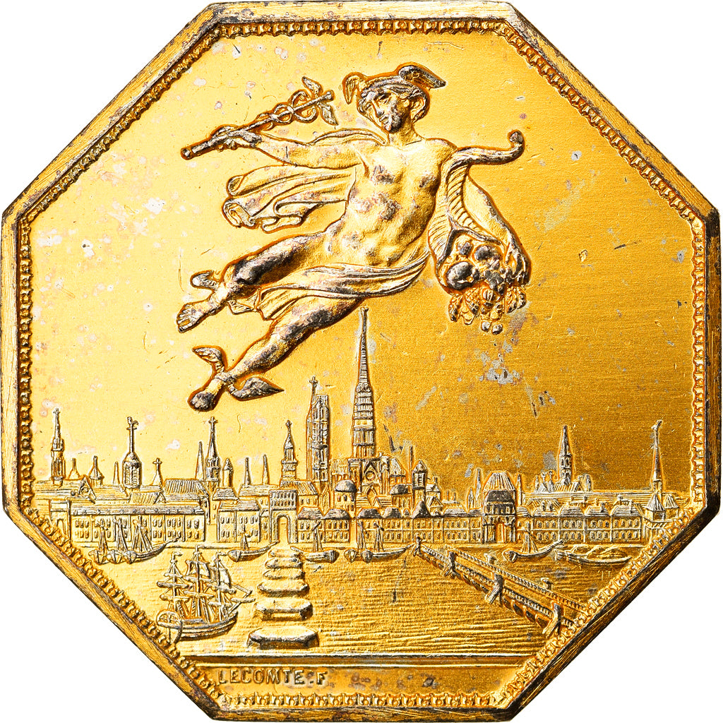 France, Token, Chambre de Commerce de Rouen, 1802, Lecomte, EF(40-45), Vermeil