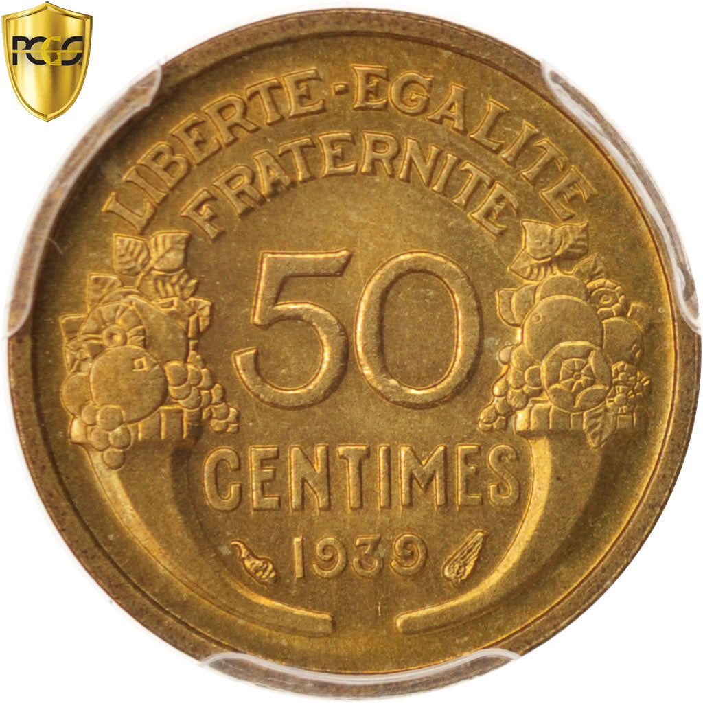 Monnaie, France, Morlon, 50 Centimes, 1939, Paris, PCGS, MS65, FDC