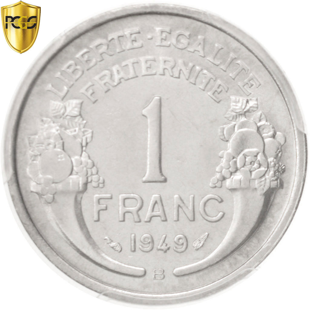 Monnaie, France, Morlon, Franc, 1949, Beaumont le Roger, PCGS, MS65, FDC