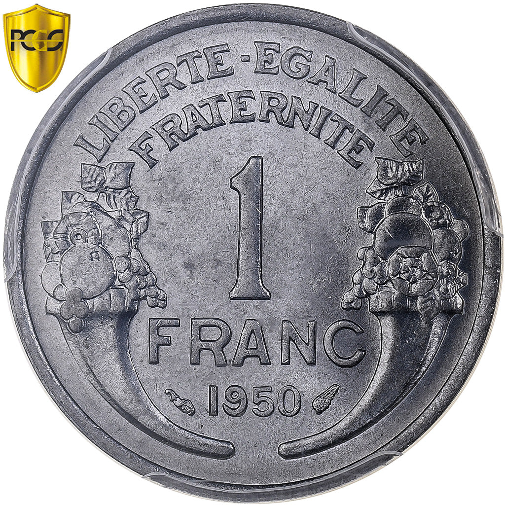 France, 1 Franc, Morlon, 1950, Paris, Aluminium, PCGS, MS64, Gadoury:473b