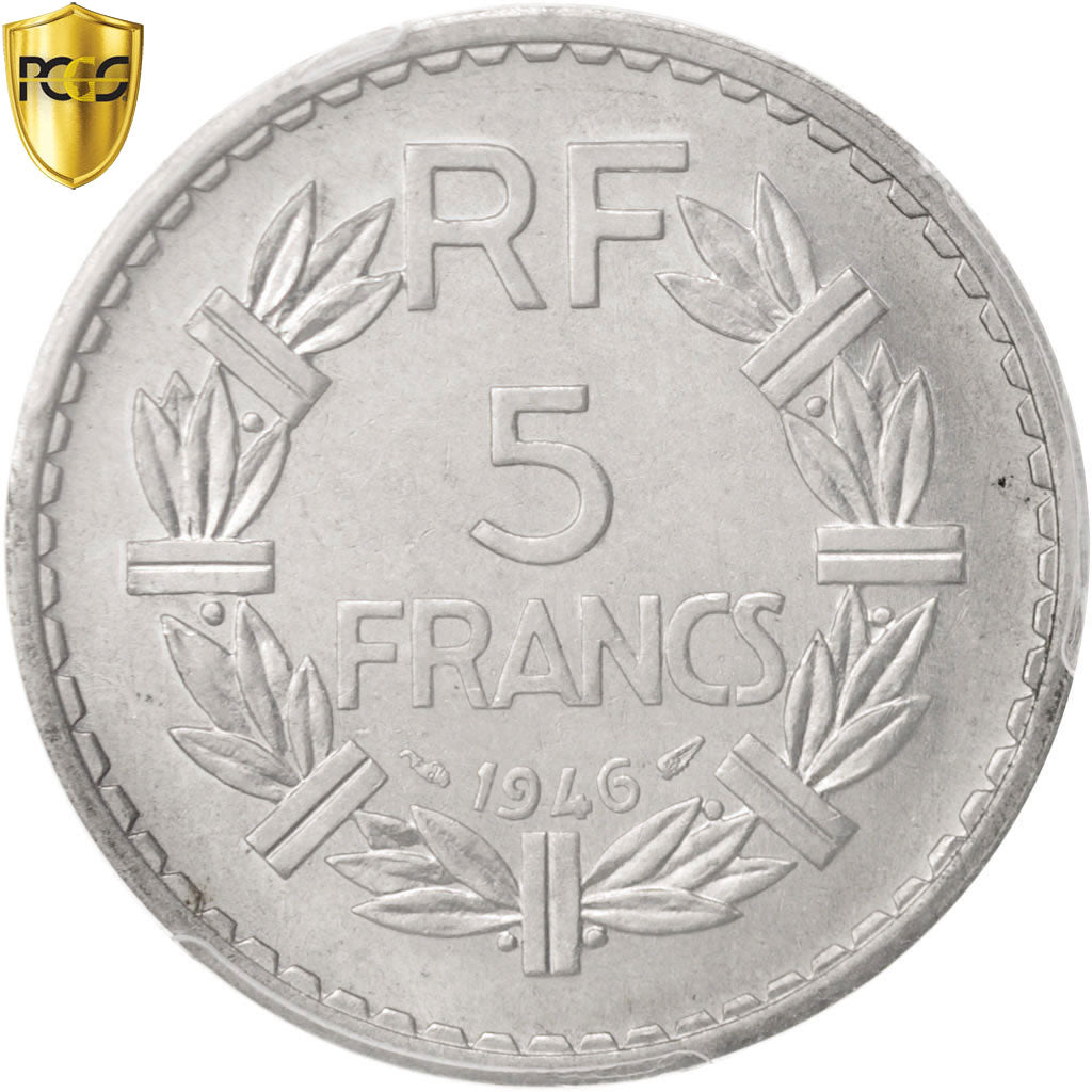 Münze, Frankreich, Lavrillier, 5 Francs, 1946, Paris, PCGS, MS63, UNZ