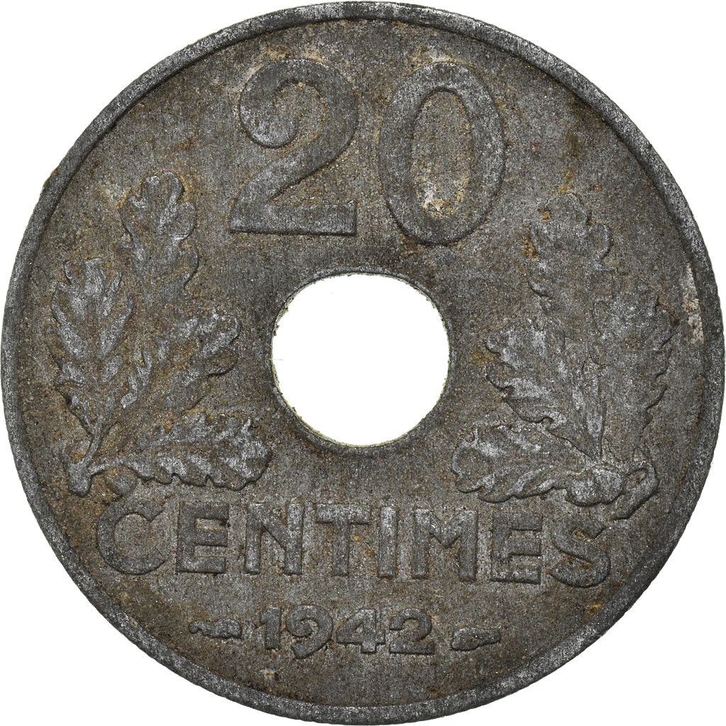 Monnaie, France, 20 Centimes, 1942