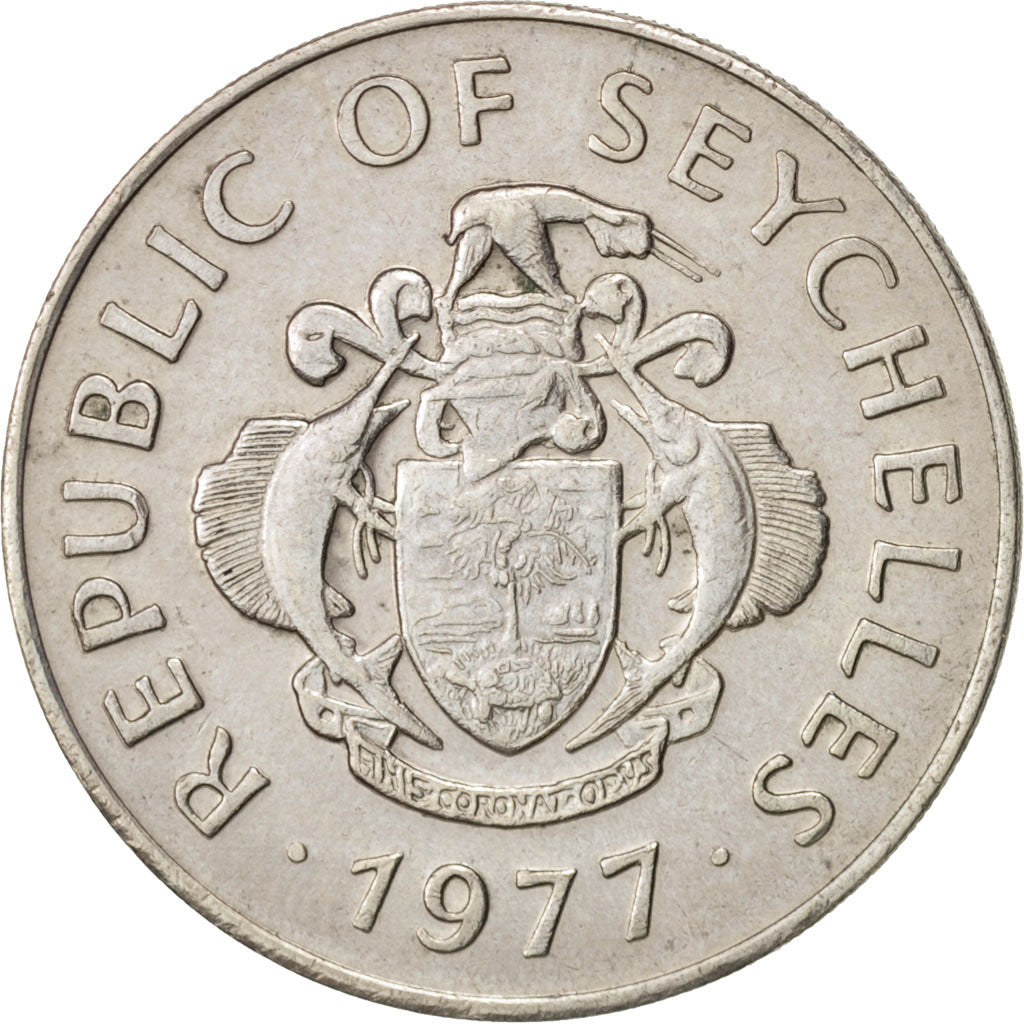 Coin, Seychelles, Rupee, 1977, British Royal Mint, EF(40-45), Copper-nickel