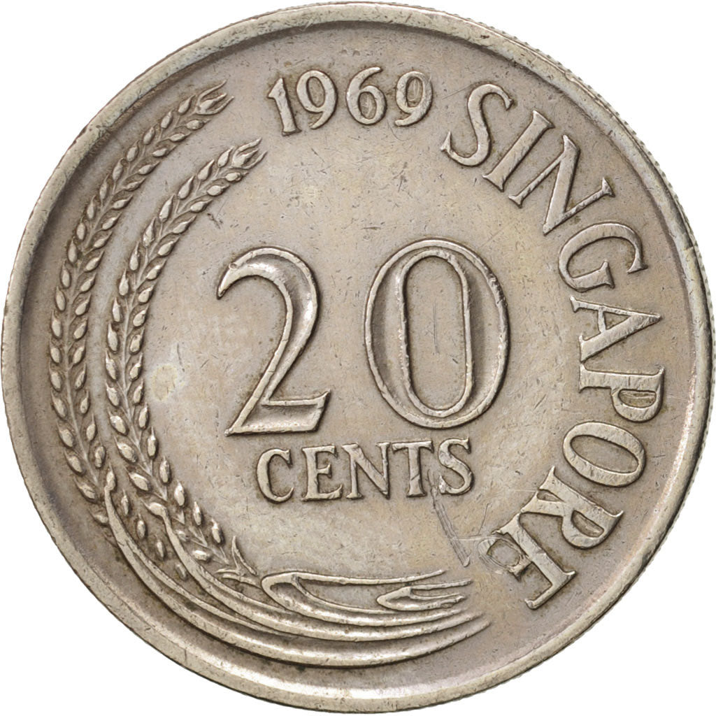 Monnaie, Singapour, 20 Cents, 1969, Singapore Mint, TTB, Copper-nickel, KM:4